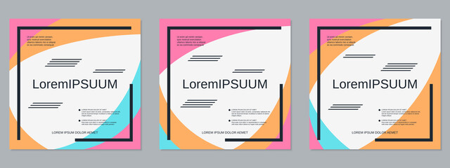 Square geometric style flyer, banner, booklet, brochure cover vector templates collection
