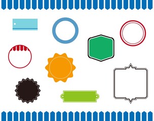 カラフルなバッヂとラベルのベクターイラスト素材セット