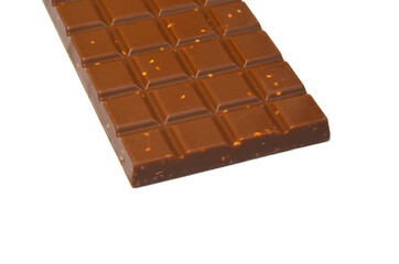 Milk chocolate bar with sesame seeds isolated on white background, sweets, dessert, sweet snack