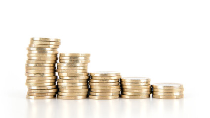 A row of decreasing euro coins