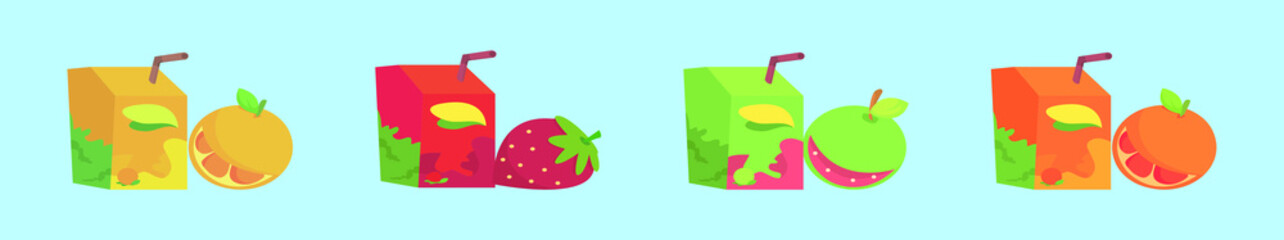 set of fruit juice cartoon design template with various models. vector illustration isolated on background