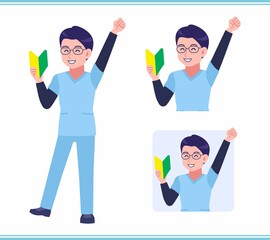 Young nurse man dressed in blue