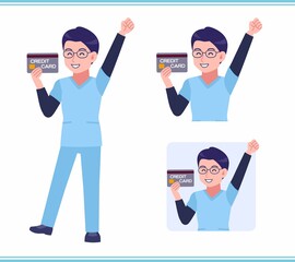 Young nurse man dressed in blue