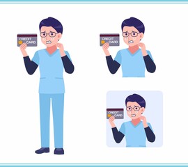 Young nurse man dressed in blue