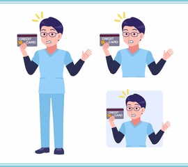 Young nurse man dressed in blue