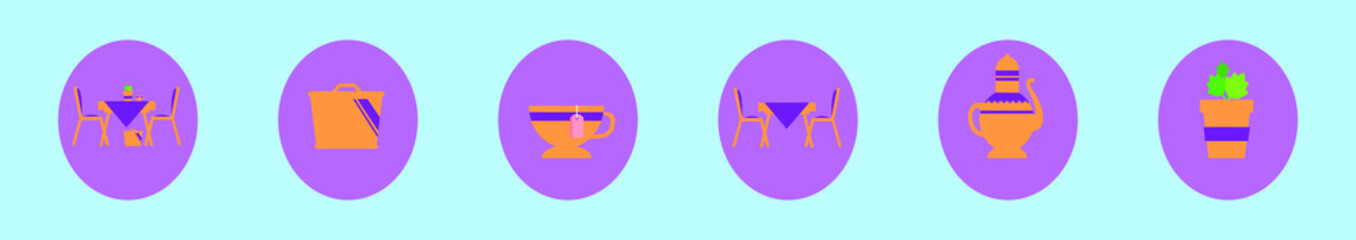 set of high tea cartoon icon design template with various models. vector illustration isolated on blue background