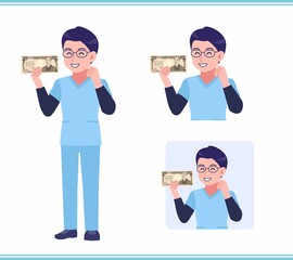 Young nurse man dressed in blue