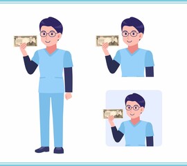 Young nurse man dressed in blue