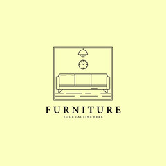 furniture sofa line art logo vector illustration design