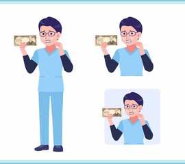 Young nurse man dressed in blue