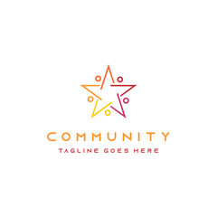Star shaped people vector logo template for community