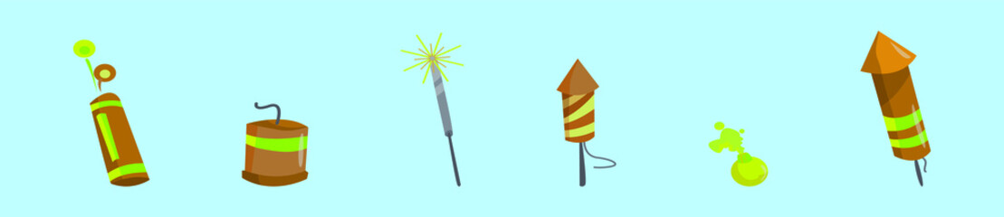 set of fire crackers cartoon icon design template with various models. vector illustration isolated on blue background