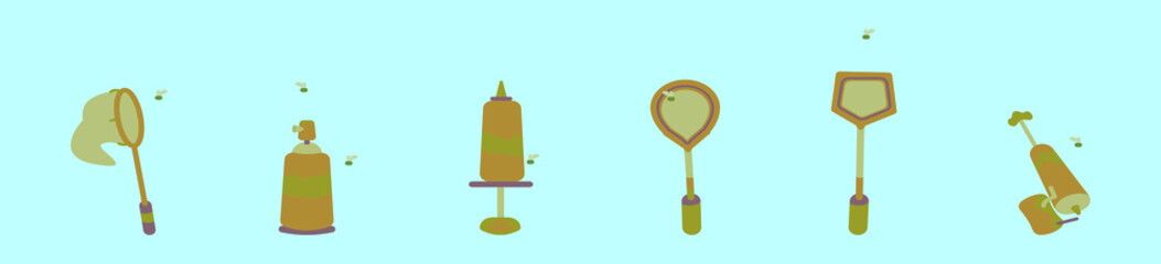 set of fly swatter cartoon icon design template with various models. modern vector illustration isolated on blue background