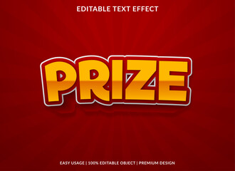 prize text effect with 3d bold style use for brand headline and business logo