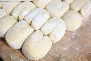 Fototapeta na wymiar Make steamed bread with white flou