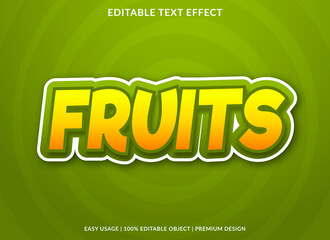 fruits text effect with bold style use for food brand and business logo