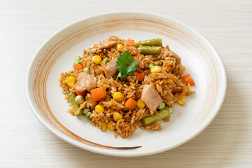 pork fried rice on white plate