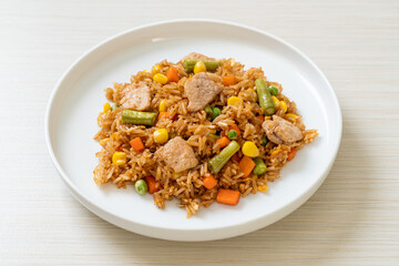pork fried rice on white plate