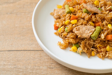 pork fried rice on white plate