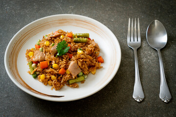 pork fried rice on white plate