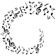 Musical pattern, music notes flow, vector illustration.