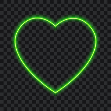 Neon Green Heart, Vector Illustration.