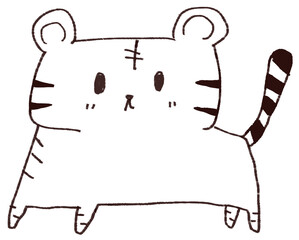 可愛い虎のイメージ素材　【線画】