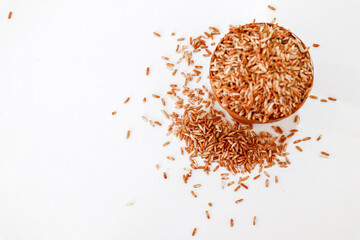 Close-up of the brown rice in the basket.