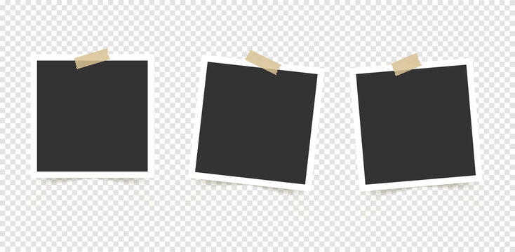 Set of photo Frames. Template for your photos isolated on transparent background. Vector illustration.