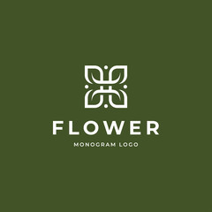 Monogram Flower or leaf logo design vector illustration