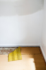 ripping up the carpet and underlay revealing floorboard in home interior renovation project, DIY home improvement