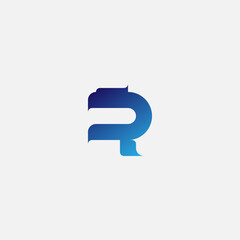 Creative and Minimalist Letter R Logo Design. Editable in Vector Format in Gradient Blue Color