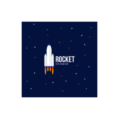 Space rocket launch and flie logo