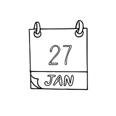 calendar hand drawn in doodle style. January 27. International Holocaust Remembrance Day, date. icon, sticker, element, design. planning, business holiday
