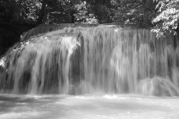 Obraz premium Waterfall at Erawan National Park, Thailand (in monochrome)