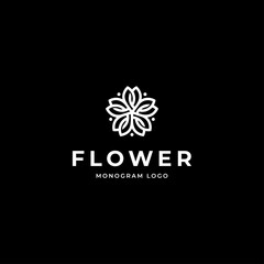 Fototapeta na wymiar Creative monogram flower logo vector template line art illustration 