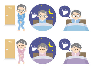 夜間頻尿で寝不足の高齢者