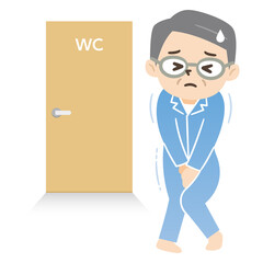 トイレを我慢する高齢男性