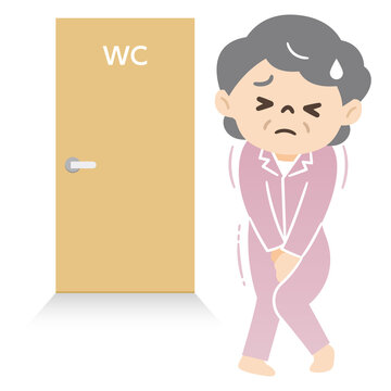 トイレを我慢する高齢女性