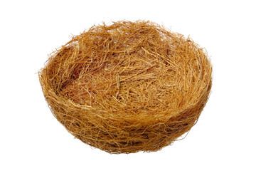 Empty birds nest isolated on white background.