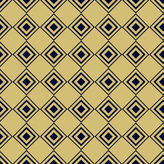 luxury geometric seamless pattern blue black gold abstract texture background, flat decorative golden brown line tile grid circle square rhombus vector, mesh business web poster card backdrop template