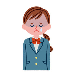 泣いている女子高校生のイラスト素材