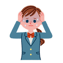 悩んでいる女子高校生のイラスト素材