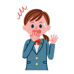 驚いている女子高校生のイラスト素材