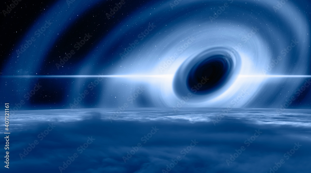 Poster black hole with milky way galaxy 