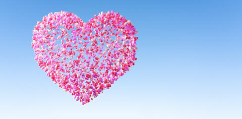 A big love heart composed of a bunch of love balloons.