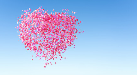 A big love heart composed of a bunch of love balloons.