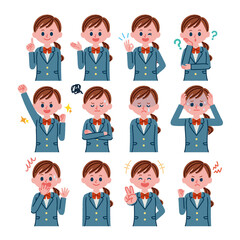 女子高校生のイラスト素材セット