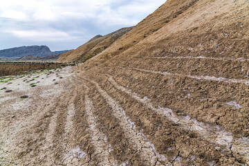 Amazing nature patterns in the form of stairs on a mountainside