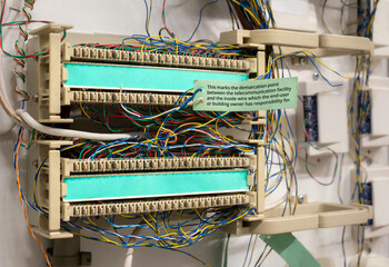 Demarcation point tag to mark the point where the public and private telecommunication network...